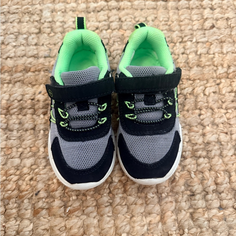 Stride Rite Black and Neon Green Kids Sneakers